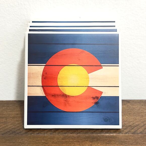 NEW: Melody Press Co. - Colorado State Flag Coasters (set of 4, 4"x4") - Picture 2 of 4